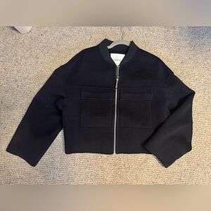 ba&sh Navy 100% wool Bomber Jacket size 2 nwt